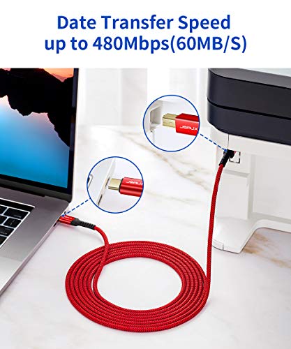 JSAUX USB B to USB C Cable 10ft, Printer Cable USB C for MIDI Keyboard - color: Red, size: 10 ft