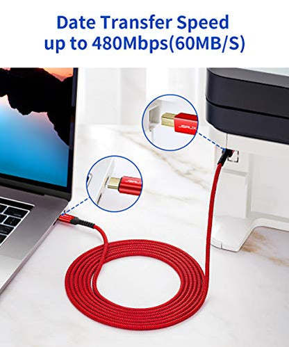 JSAUX USB B to USB C Cable 10ft, Printer Cable USB C for MIDI Keyboard - color: Red, size: 10 ft