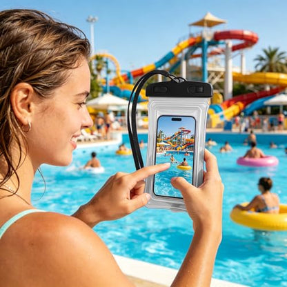 Universal Phone Dry Bag Waterproof Case for Smartphone, Touch Screen Friendly Floatable Pouch for Swimming Beach Boating Kayak (Black) - color: Black