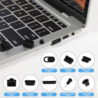 40 Pcs 8 Types USB Port Cover, Silicone USB Port Caps