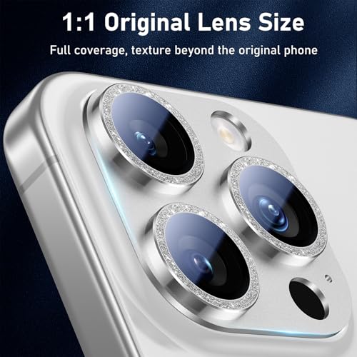 UniqueMe for iPhone 13 Pro/13 Pro Max Lens Protector Sliver (Bling Circle) - color: Silver(bling circle)