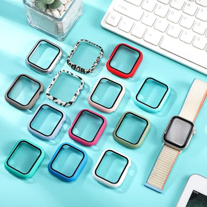 Sieral 24 Pack Watch Case with Tempered Glass Screen Protector Compatible with Iwatch 44mm Series Se/6/5/4, Hard PC Full Scratch Resistant Bumper Protective Face Cover Accessories - size: 44mm Compatible with Series Se/6/5/4