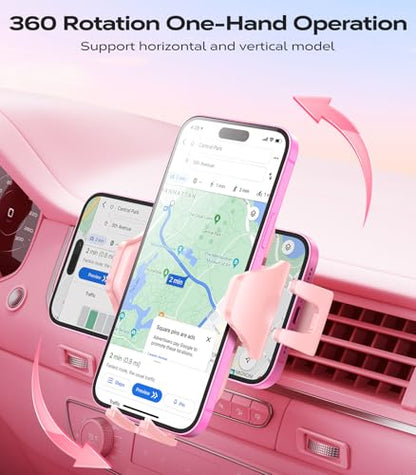 VICSEED Ultra Stable Pink Car Phone Holder Vent [Never Fall Off & Break] - color: Pink