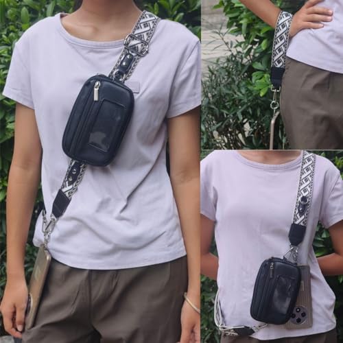 Clip and Go strap for phone with Leather Wallet crossbody phone - color: Black Pattern