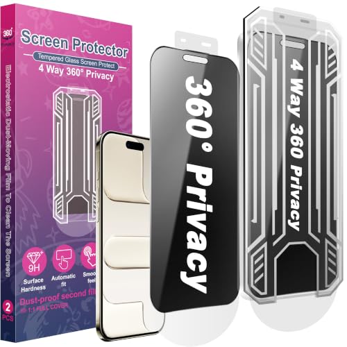 [2 Pack 4 Way Privacy Screen Protector for iPhone 17 Air, Anti-Spy Tempered Glass, 9H Hardness Shatterproof, 3D Curved Edges, Case-Friendly, Bubble-Free Easy Installation - size: for 17 Air