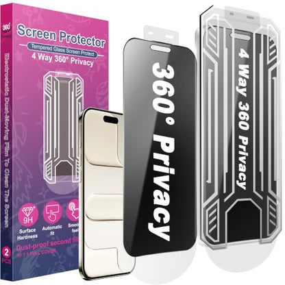 [2 Pack 4 Way Privacy Screen Protector for iPhone 17 Air, Anti-Spy Tempered Glass, 9H Hardness Shatterproof, 3D Curved Edges, Case-Friendly, Bubble-Free Easy Installation - size: for 17 Air