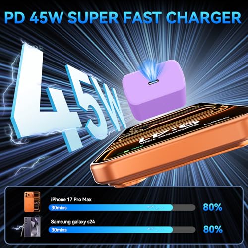 Phone 17 16 Pro Max Charger Fast Charging, 45W Super Fast USB C Charger Block with 10FT Extra Long Fast Charging Cable for 17 16 Pro Max/17 16/16 Plus,15 Pro Max/15 Pro/15, Android Phone-Purple - color: purple, size: 10 Ft