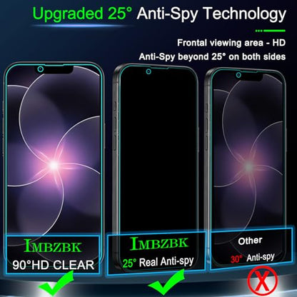 IMBZBK Privacy Screen Protector for iPhone 17e / 16e, Tempered Glass, 3+3 - color: 17e/16e-Black