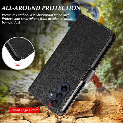 for Galaxy A17/A16 5G Phone Case Wallet RFID Blocking (Black) | Premium PU leather, card holder/cash slots, protective flip cover for Samsung Galaxy A17/A16, magnetic closure, kickstand - color: Black
