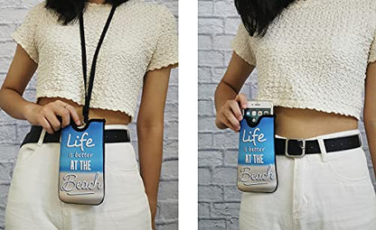 Tainada Neoprene Phone Holder Sleeve w/Belt Loop Holster (Beach Quote) - color: Beach Quote