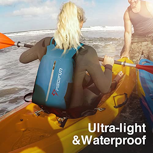 Piscifun Waterproof Floating Dry Backpack 10L/20L/30L | Lightweight and Durable, With Waist Pouch and Phone Case, Ideal for Kayaking, Camping, Beach, Boating, Swimming - color: Light Blue, size: 20L