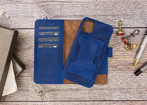 Venito Florence Leather Wallet Phone Case Compatible with iPhone 13 Pro (6.1 inch) - Extra Secure with RFID Blocking - Detachable Phone Wallet (Antique Dark Blue)* - color: Antique Dark Blue, size: iPhone 13 Pro