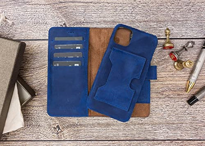 Venito Florence Leather Wallet Phone Case Compatible with iPhone 13 Pro (6.1 inch) - Extra Secure with RFID Blocking - Detachable Phone Wallet (Antique Dark Blue)* - color: Antique Dark Blue, size: iPhone 13 Pro