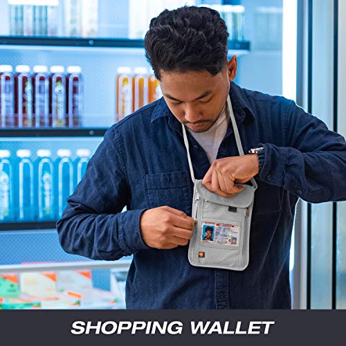 Lewis N. Clark Stash Neck Travel Wallet | RFID Blocking Passport Holder | Protect Personal Information | Gray - color: Gray