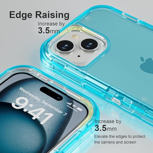 Follaroma for iPhone 15 Case, Shockproof Protection, Crystal Blue | Heavy Duty Shockproof Protection Phone Cases, Anti-Drop, Dual Layer Transparent Rugged Protective Cover, 6.1 inch - color: Blue, size: iPhone 15 6.1‘’