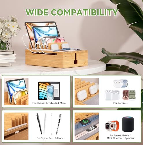 Pezin & Hulin Bamboo Charging Station-Natural, (No USB Charger and Cables) - color: Natural, size: Dock (No Charger&Cables)