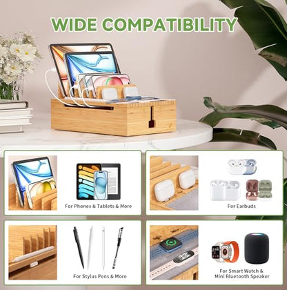 Pezin & Hulin Bamboo Charging Station-Natural, (No USB Charger and Cables) - color: Natural, size: Dock (No Charger&Cables)