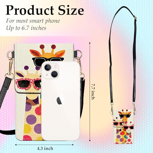 Small Crossbody Bags for Women Touchscreen Cell Phone Bag Cross Body Purses with adjustable Strap,Gifts For Teenage Girls - color: vibrant polka-dot giraffe