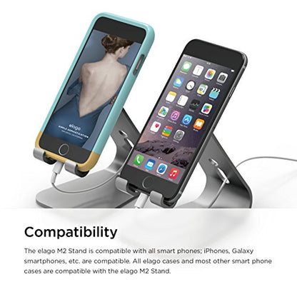 elago® M2 Stand [Dark Grey] - [Premium Aluminum][Angled for Video Calls][Cable Management] - for All iPhones, Galaxy, and Other Smartphones - color: Dark Grey