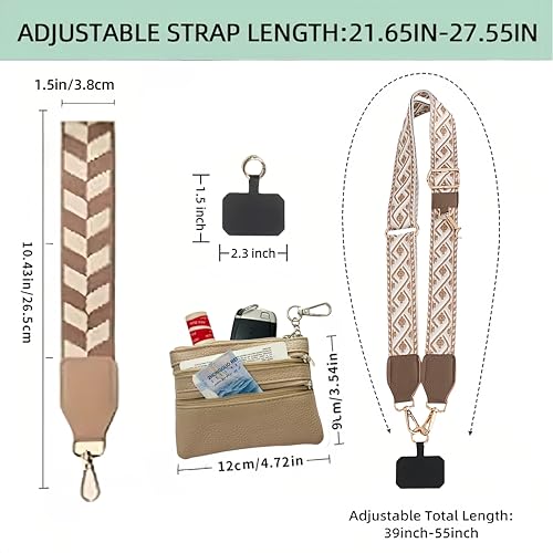 Crossbody Body Phone Holder for Women, New Phone Strap with Zippered Pouch, Adjustable Crossbody Strap - color: Brown