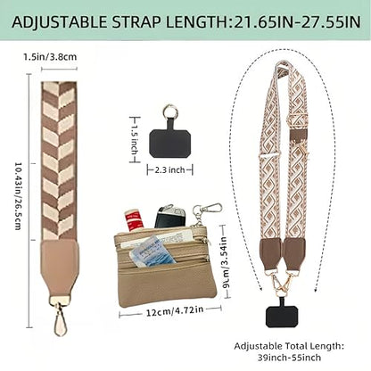 Crossbody Body Phone Holder for Women, New Phone Strap with Zippered Pouch, Adjustable Crossbody Strap - color: Brown
