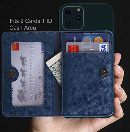 ID Card Holder for Back of Phone Leather Phone Wallet Stick On with Stand Flip Waterproof Leather Adhesive Wallet for Most Cellphones (Navy) - color: Navy