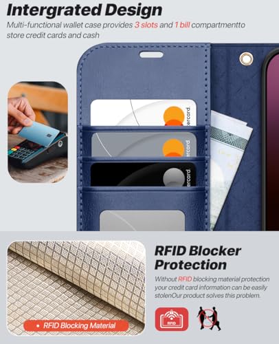 OCASE for iPhone 16 Pro Case Detachable Wallet Case with Card Holder, 2 in 1 Pu Leather Flip Folio with RFID Blocking Stand Wrist Strap Shockproof Phone Cover 6.3 Inch 2024, Blue - color: Blue, size: iPhone 16 Pro
