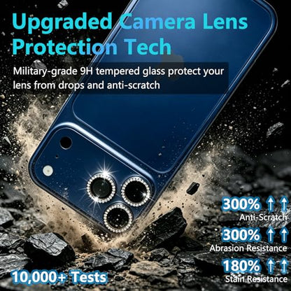 KLEVCOOZ for iPhone 17 Pro/iPhone 17 Pro Max Camera Lens Protector Bling