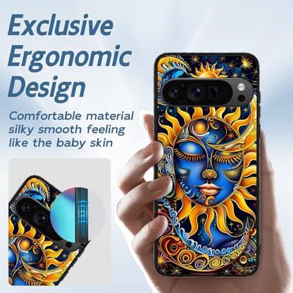 for Google Pixel 9 Pro XL Phone Case, TPU Shockproof Full Body Protection 6.8" Sun Moon Stars Cover for Pixel 9 Pro XL, Lightweight Compatible Wireless Charging, Screen Protector Film - color: Sun Moon Stars