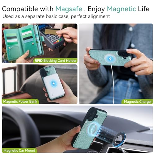 Varikke Wallet Case for iPhone 16 - Compatible with Magsafe, Mint Green - color: (Compatible with MagSafe) Mint, size: iPhone 16 6.1"