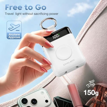 5000mAh Portable Charger w/Display,20W Power Bank&iWatch Charger - color: White, size: 5000mAh