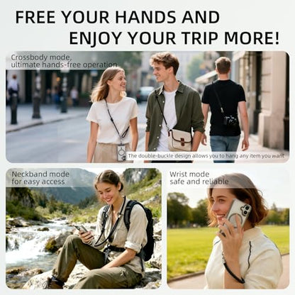 Phone Lanyard, 3 Ways to Wear: Crossbody, Neck and Wrist Strap - color: Black