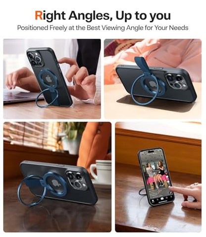 TORRAS (Gen6.0) Magnetic Phone Grip Ring Holder Kickstand, Ostand Ring Blue - color: Navy Blue w/ Braided Nylon Strap