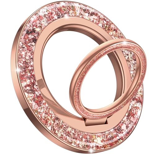Lamicall Glitter Magnetic Phone Ring for MagSafe, Super Magnet Grip Holder - color: Rose Gold