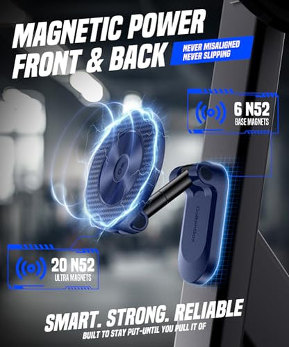 GolbinBox All Metal Dual Magnetic Gym Phone Holder for MagSafe, Blue - color: Blue