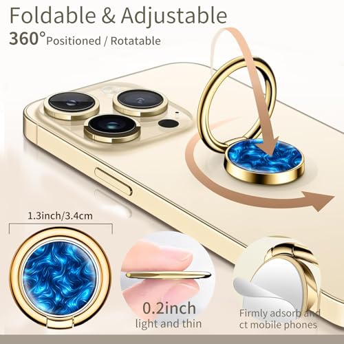Cell Phone Ring Holder, Cute Phone Ring Grip Stand, 360°Rotation Funny Metal Kickstand Finger Grip Purple Curve Waves - color: Purple Curve Waves
