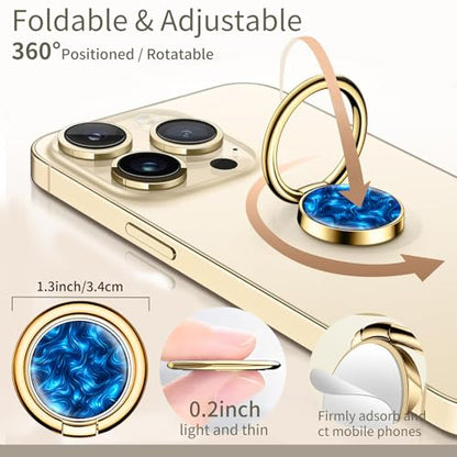 Cell Phone Ring Holder, Cute Phone Ring Grip Stand, 360°Rotation Funny Metal Kickstand Finger Grip Purple Curve Waves - color: Purple Curve Waves