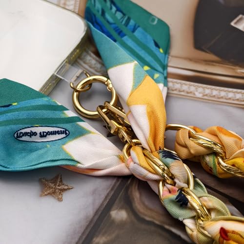 AGEN KGEN Phone Charms with Scarf Gold Metal Phone Lanyard Wrist Strap - color: Colorful