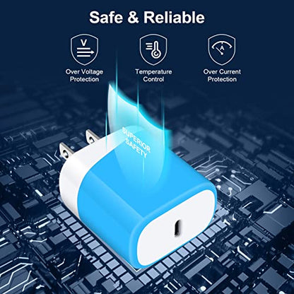 20W Samsung Wall Charger for Samsung Galaxy A17 A16 A15 A36 A56 S26 Ultra S26+ S26 S25 FE Z Fold 7/Flip 7,USB C Fast Charging Block Charger Box Brick Travel Cube for iPhone 17 16 15 14 13 12,Pixel 10a - color: Blue