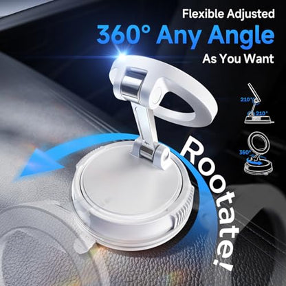 ANDERY Car Phone Holder for Magsafe [78+LBS Strongest Suction & 2400gf Strongest Magnetic] 360° Adjustable Car Phone Mount, Phone Holders for Your Car for iPhone 18-12 Pro Max Air Plus ((White) - color: White