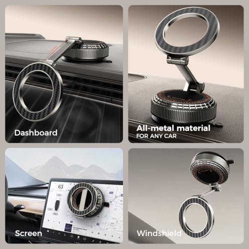 Metal Magnetic Car Phone Holder for Magsafe Phone, Carbon Fiber - color: Carbon Fiber