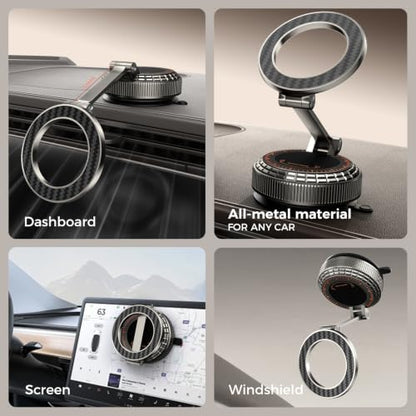 Metal Magnetic Car Phone Holder for Magsafe Phone, Carbon Fiber - color: Carbon Fiber