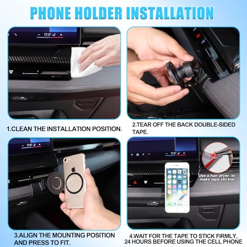 Car Phone Holder for 2024-2026 BMW 5 Series i5 G60 G68 530i 540i Accessories Magnetic 360 Rotatable Centre Console Air Vent Fixed Mobile Phone Mount Holder for Car Fit for iPhone Android Smartphones