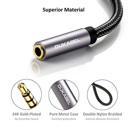 Headphone Extension Cable, DUKABEL 3.5mm TRRS Mic-Supported Extender -4Feet - color: Grey, size: (4 Feet / 1.2 Meters)