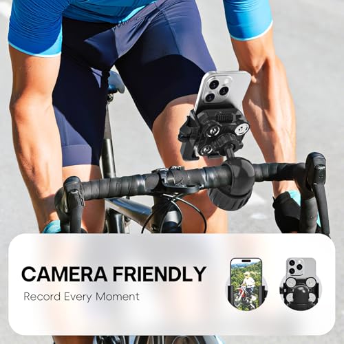 Motorcycle Phone Mount with Vibration Dampener - [No Block Camera] [1s Lock] Bike Phone Holder for 4.7"- 7" Cellphones - 2025 Powersports Electrical Device Mounts, Handlebar Holder for Scooter ATV