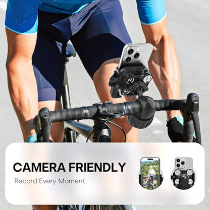 Motorcycle Phone Mount with Vibration Dampener - [No Block Camera] [1s Lock] Bike Phone Holder for 4.7"- 7" Cellphones - 2025 Powersports Electrical Device Mounts, Handlebar Holder for Scooter ATV