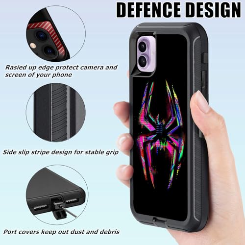 for iPhone 17 Case with Screen Protector Spider Cool Design Full Body Heavy Duty Rugged Shockproof 3-Layer Protective Black Phone Case for iPhone 17 Boys Men - color: Cow White