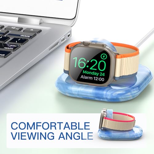 for Apple Watch Charger Stand, Magnetic Fast Charging Dock Portable Design - color: Marble Blue