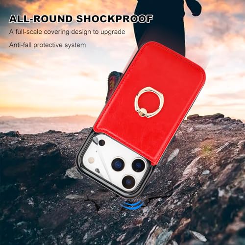 ONETOP for iPhone 18/17 Pro Wallet Case with Credit Card Holder,Red - color: Red