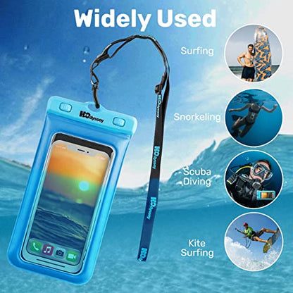 H2ODYSSEY Waterproof Phone Case and Lanyard - Excellent Waterproof Protection - Floats in The Water -Lanyard for Beach Kayak Travel - Universal Size - Blue - color: Blue
